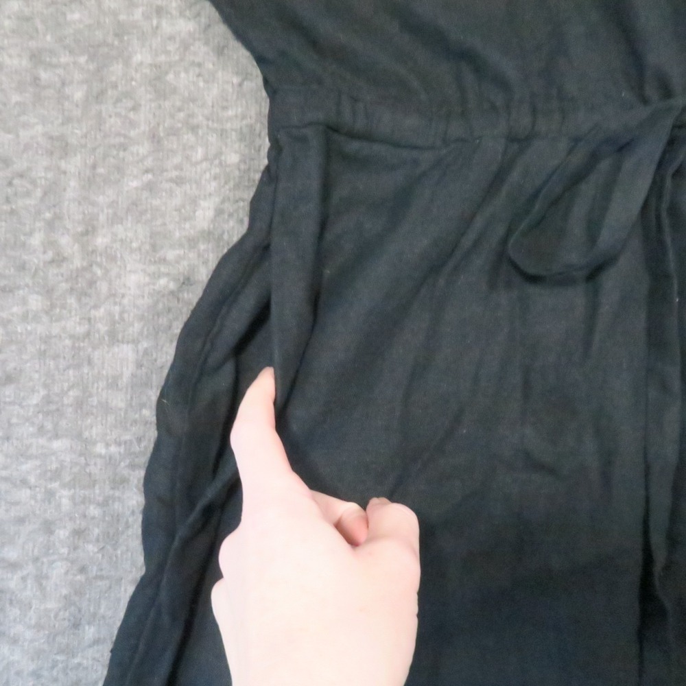A New Day Linen Blend Shirt Dress L Black Cinch Midi Lagenlook Minimalist Luxury - Picture 7 of 10